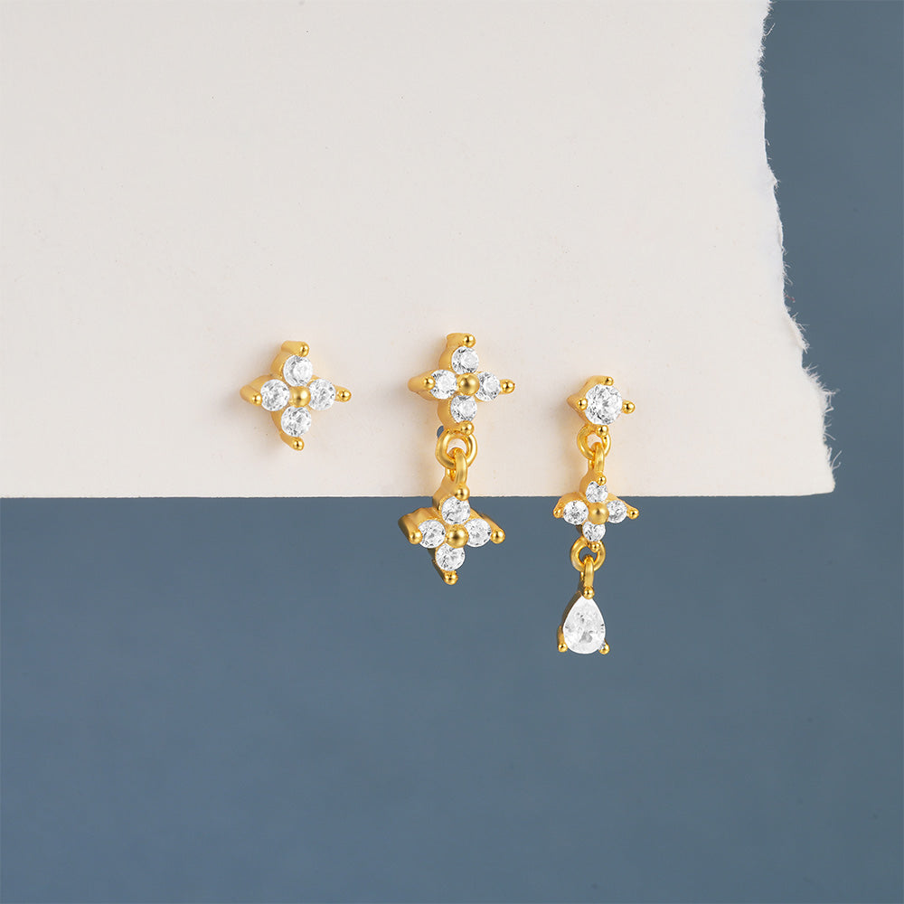 S925 Sterling Silver Flower Pendant Earring Series-Olarajewelry