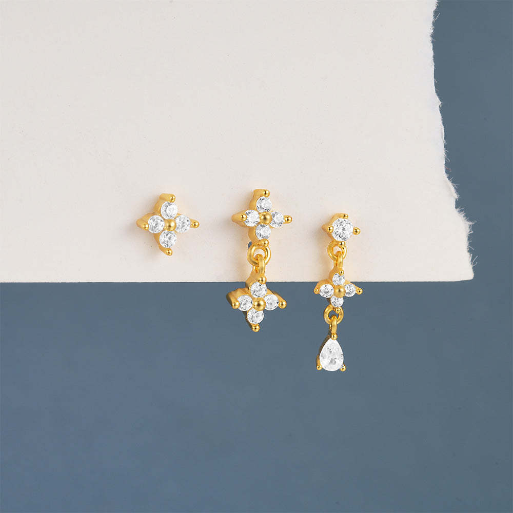 S925 Sterling Silver Flower Pendant Earring Series-Olarajewelry