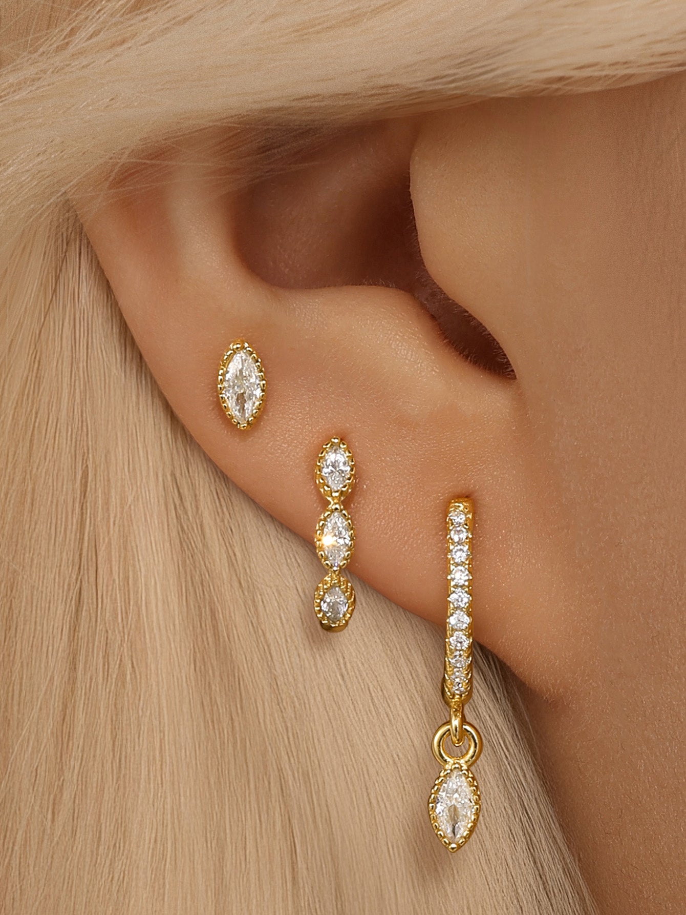 S925 Horse Eye Zirconia Bead Edge Elegant Sparkling Earring Series-Olarajewelry
