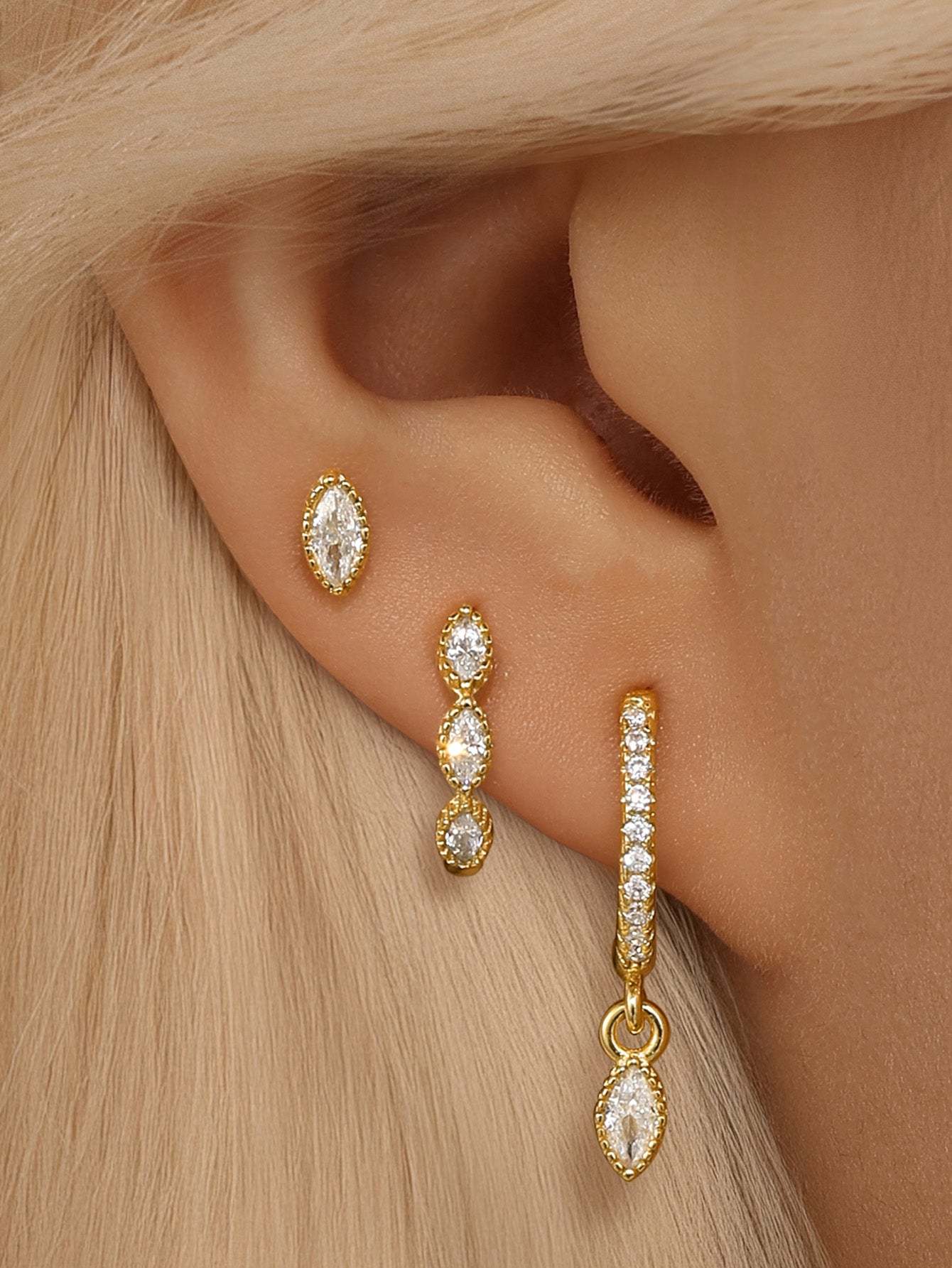 S925 Horse Eye Zirconia Bead Edge Elegant Sparkling Earring Series-Olarajewelry
