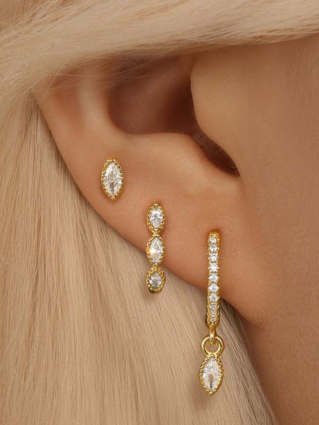 S925 Horse Eye Zirconia Bead Edge Elegant Sparkling Earring Series-Olarajewelry