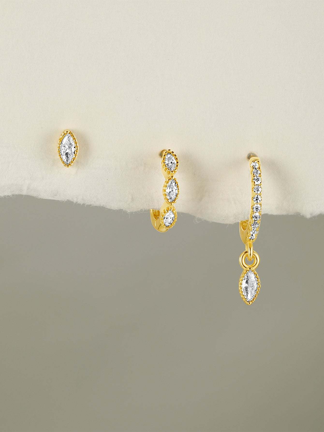S925 Horse Eye Zirconia Bead Edge Elegant Sparkling Earring Series-Olarajewelry