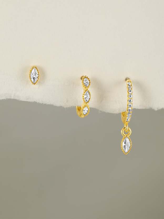 S925 Horse Eye Zirconia Bead Edge Elegant Sparkling Earring Series-Olarajewelry
