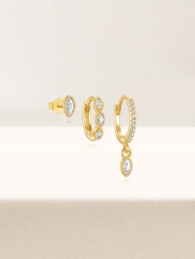 S925 Horse Eye Zirconia Bead Edge Elegant Sparkling Earring Series-Olarajewelry