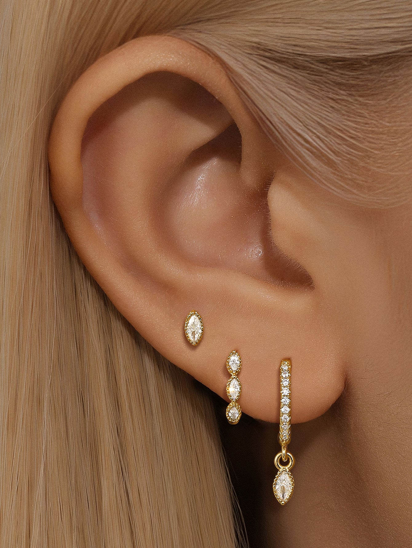 S925 Horse Eye Zirconia Bead Edge Elegant Sparkling Earring Series-Olarajewelry