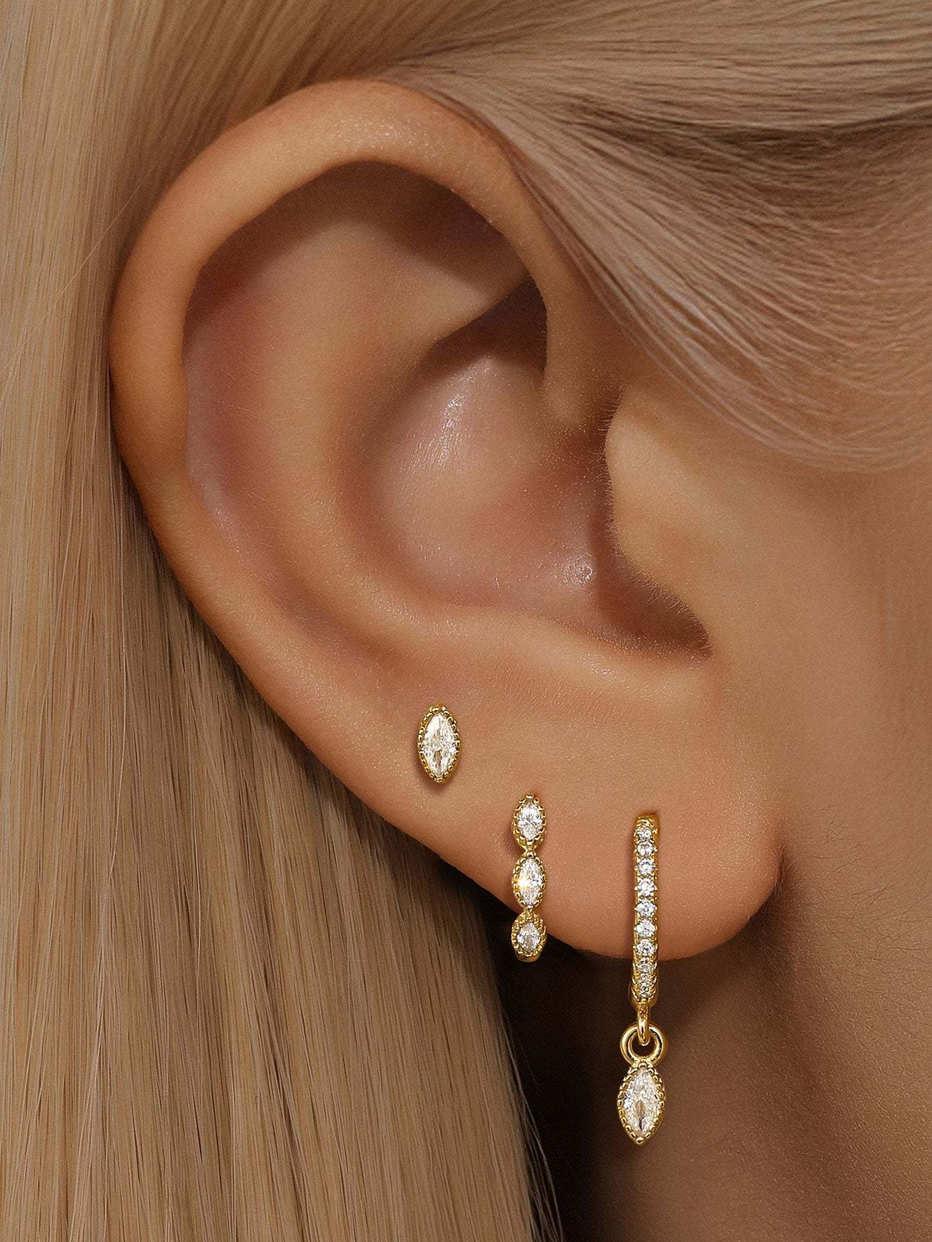 S925 Horse Eye Zirconia Bead Edge Elegant Sparkling Earring Series-Olarajewelry