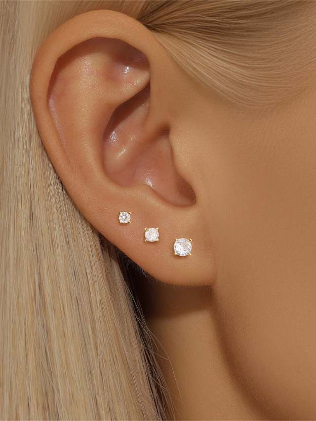 Basic Round Zirconia Studs 2mm 3mm 4mm-Olarajewelry