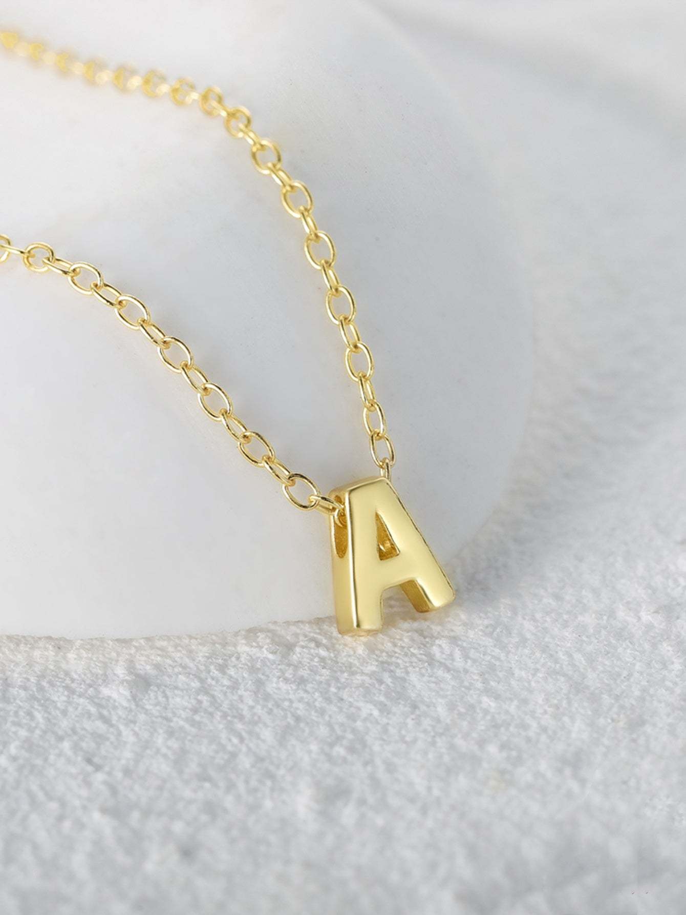 S925 Sterling Silver Fashion Letter A Pendant Necklace-Olarajewelry