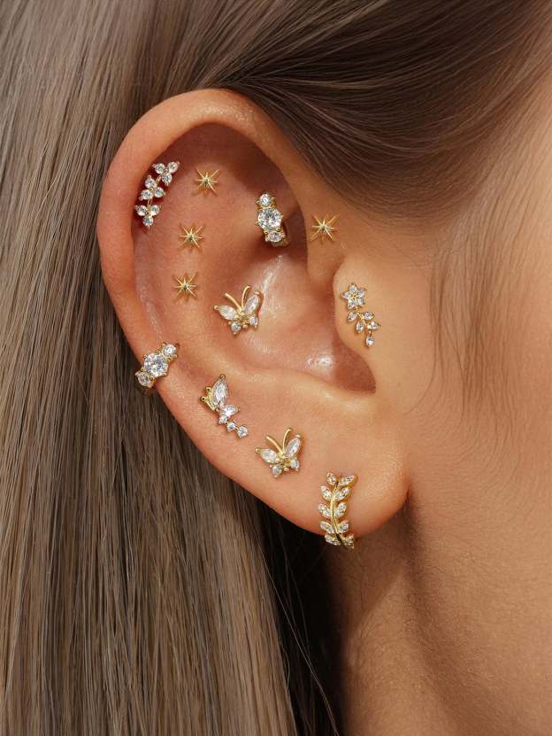 S925 Trio Round Zircon Hoop Earring  6MM-Olarajewelry