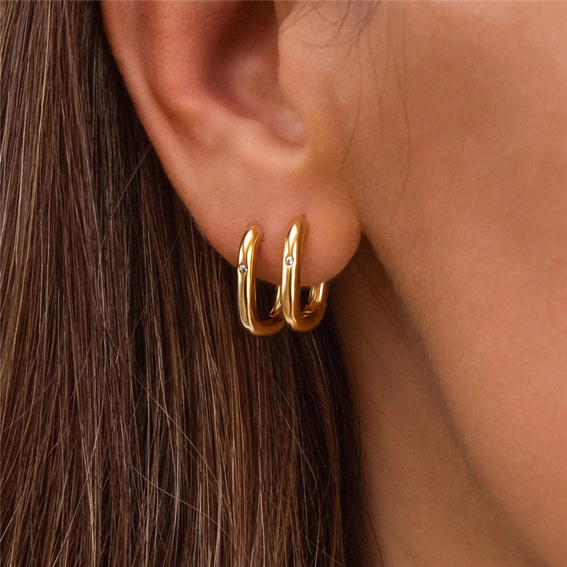 O-shaped zircon minimalist cool style earrings for women-Olarajewelry