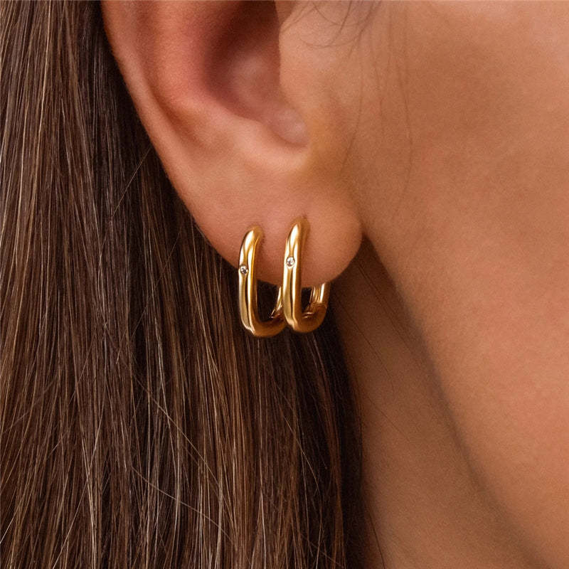 O-shaped zircon minimalist cool style earrings for women-Olarajewelry