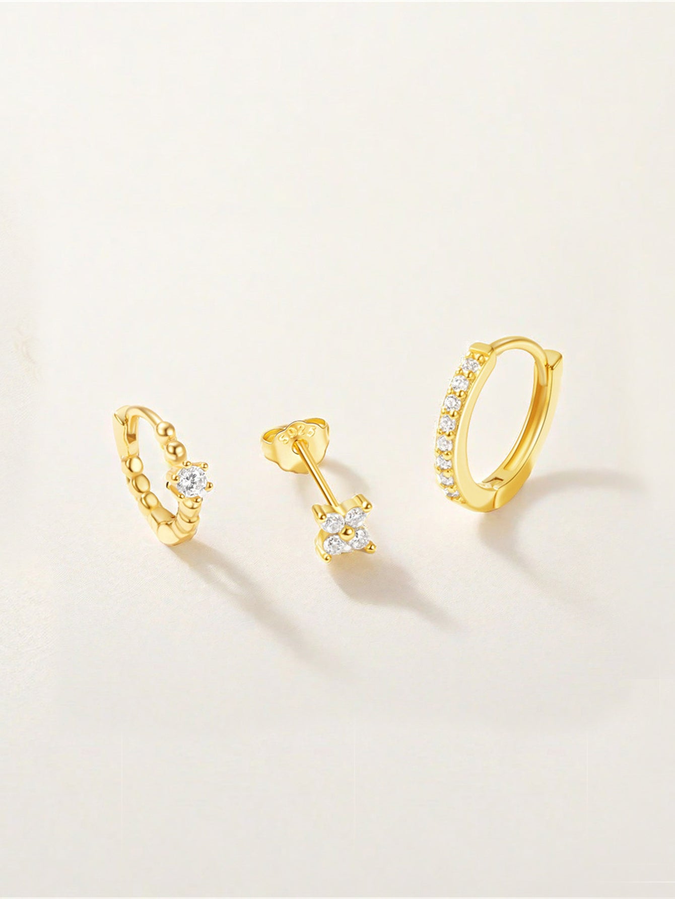 S925 Flower Pave Zircon Wedding Earring Set-Olarajewelry