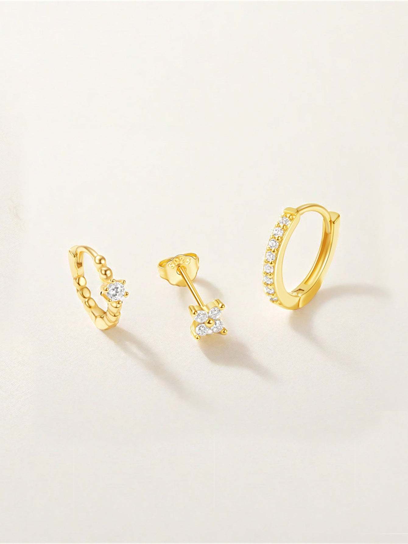 S925 Flower Pave Zircon Wedding Earring Set-Olarajewelry