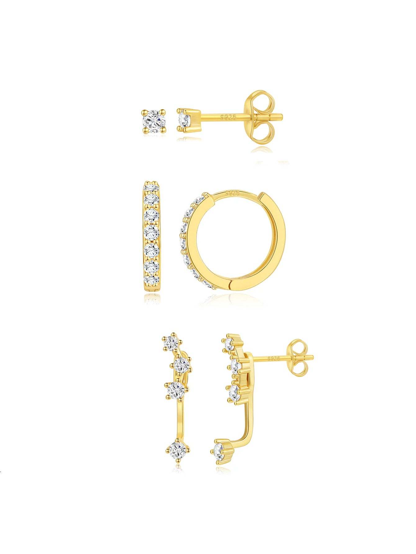 Olara Temperament All-Match Zirconia Earring Set-Olarajewelry