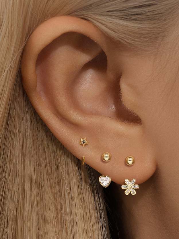 S925 Flower Boom Open Huggies Earrings-Olarajewelry
