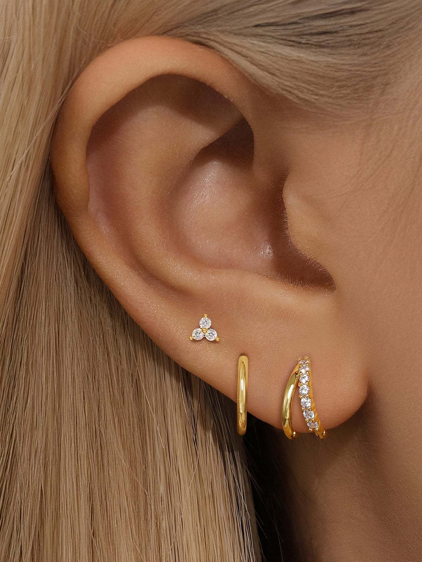 New Fashion Zirconia 3 Piece Earring Set-Olarajewelry