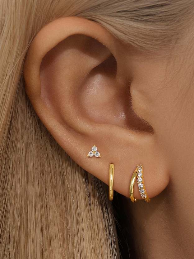 New Fashion Zirconia 3 Piece Earring Set-Olarajewelry