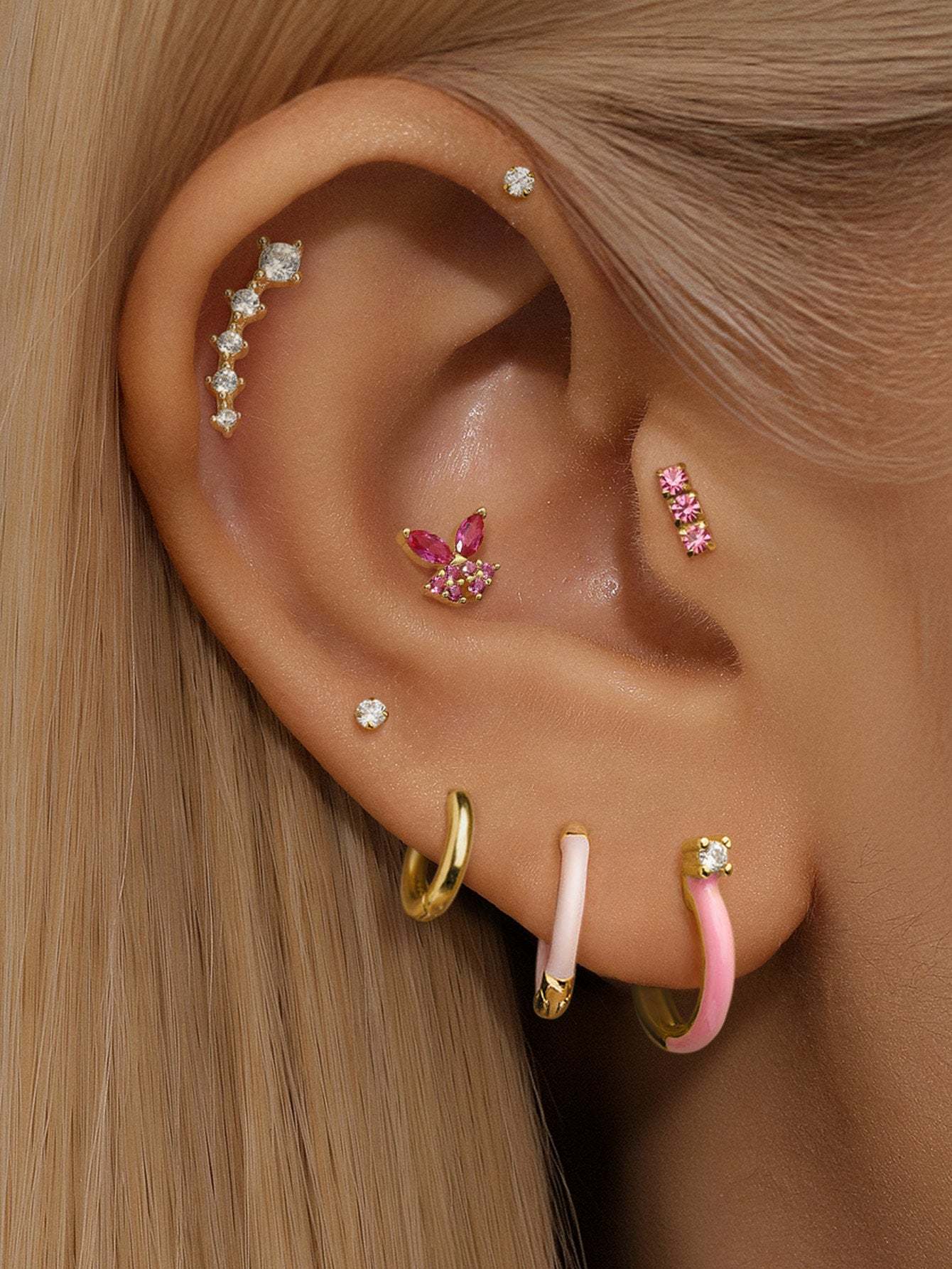 Light Pink Oil Drop S925 Earring Set-Olarajewelry