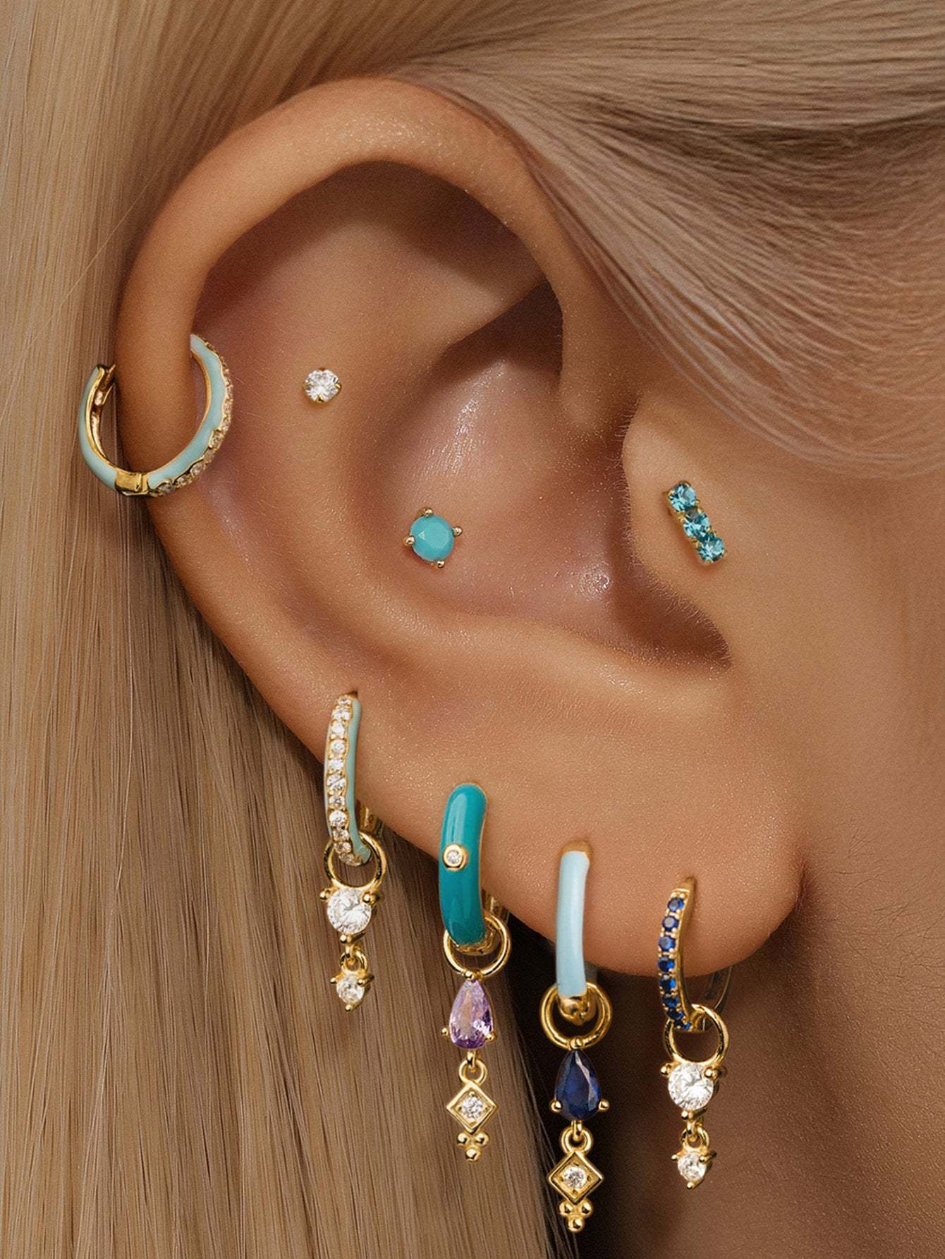Mint Green Oil Drop S925 Earring Set-Olarajewelry