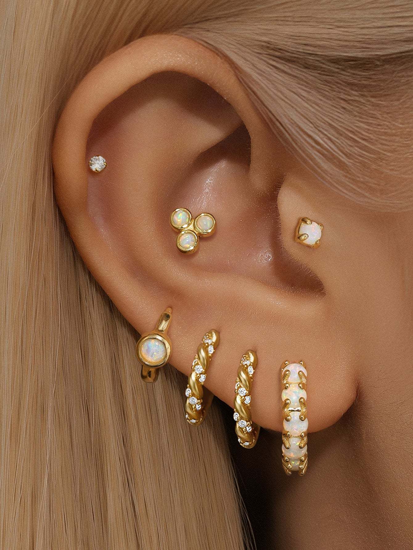 S925 Opal Earrings Simple Fashion Set-Olarajewelry