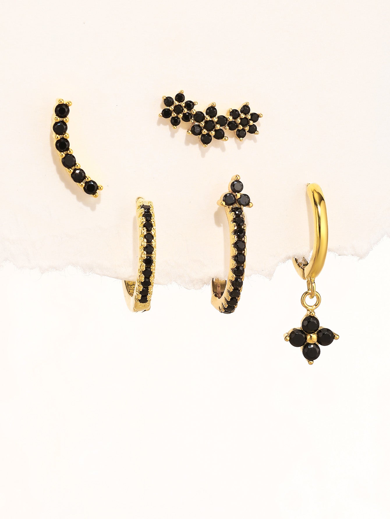 S925 Black Flower Drop Earring Pairs-Olarajewelry