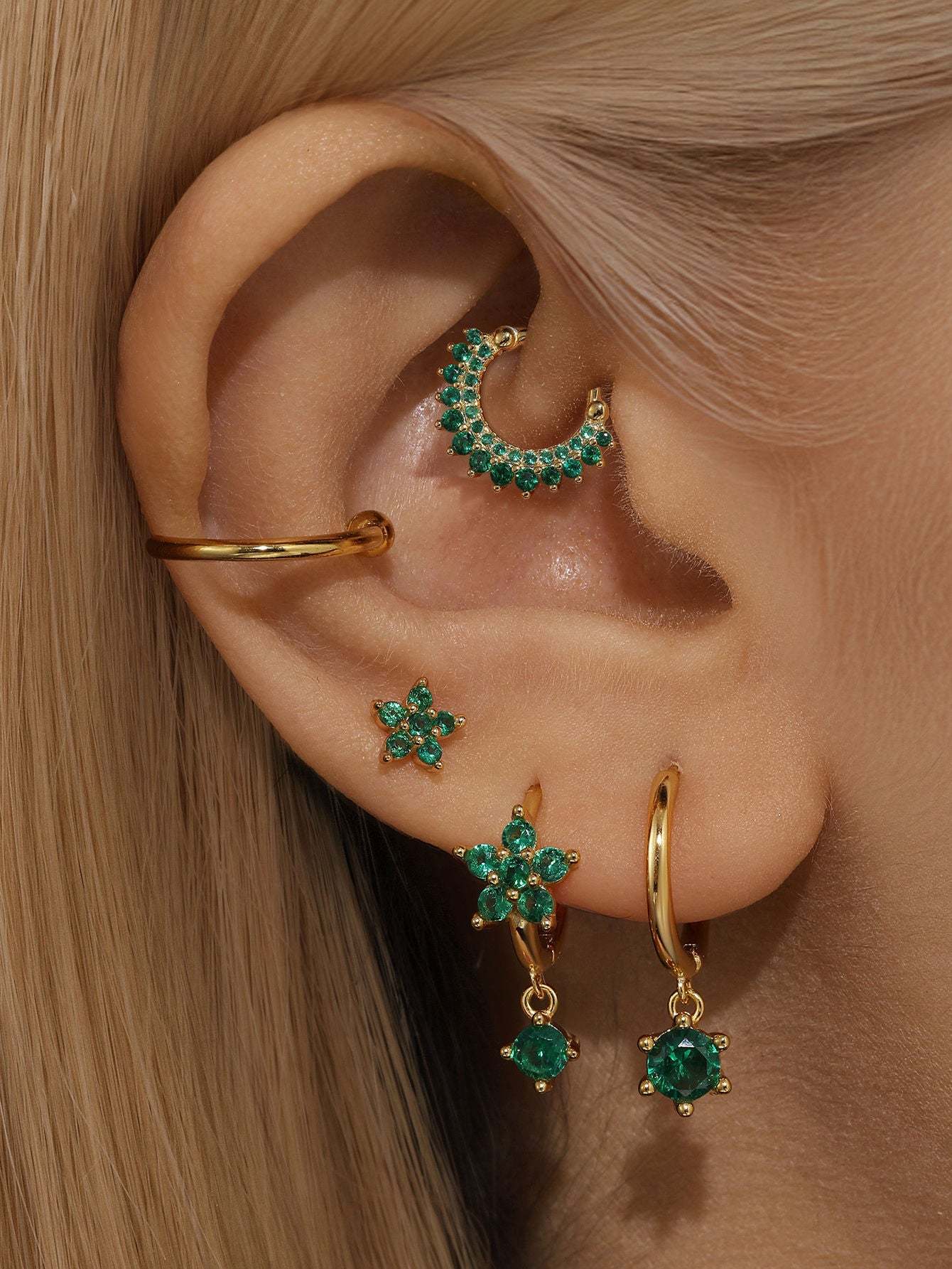 S925 Garland Zircon Daith Earring 8MM-Olarajewelry