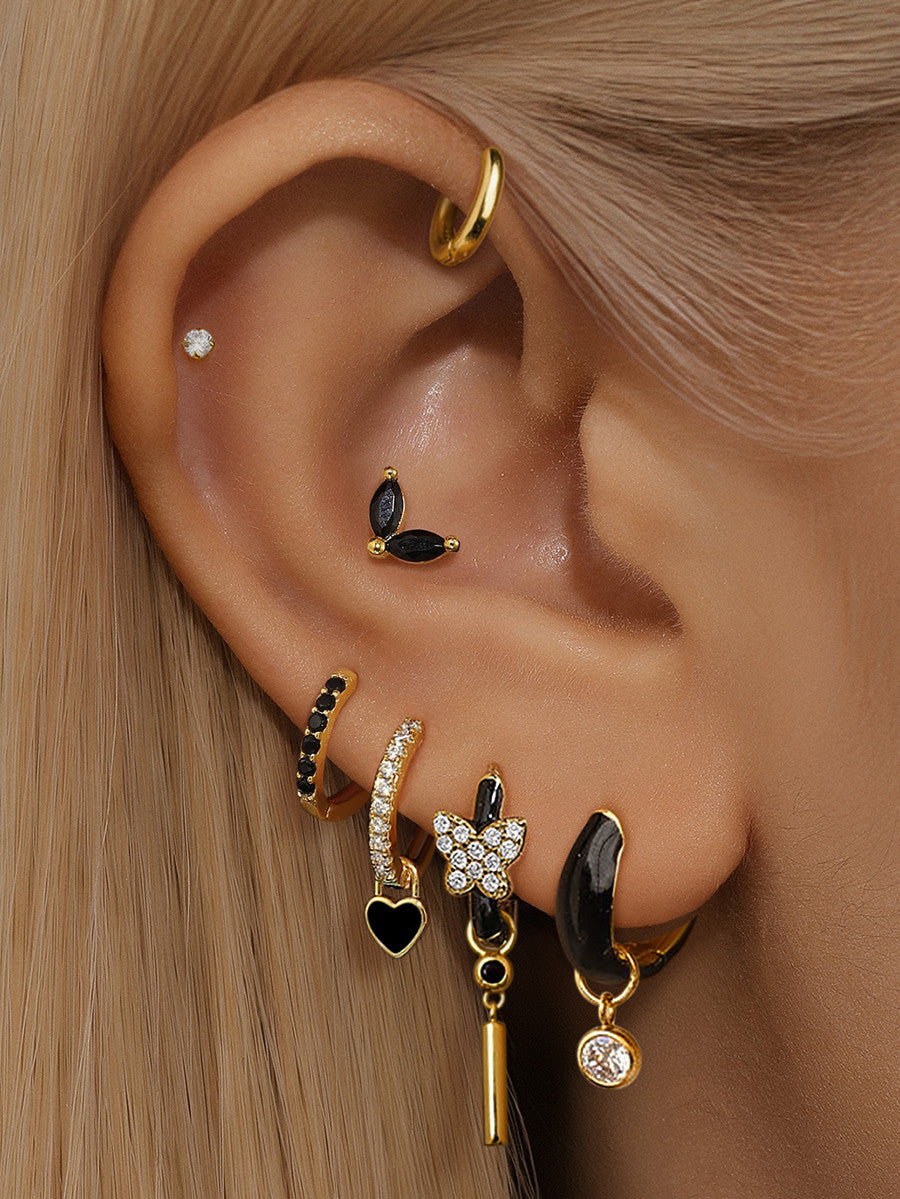 Black Oil Drop S925 Earring Set-Olarajewelry