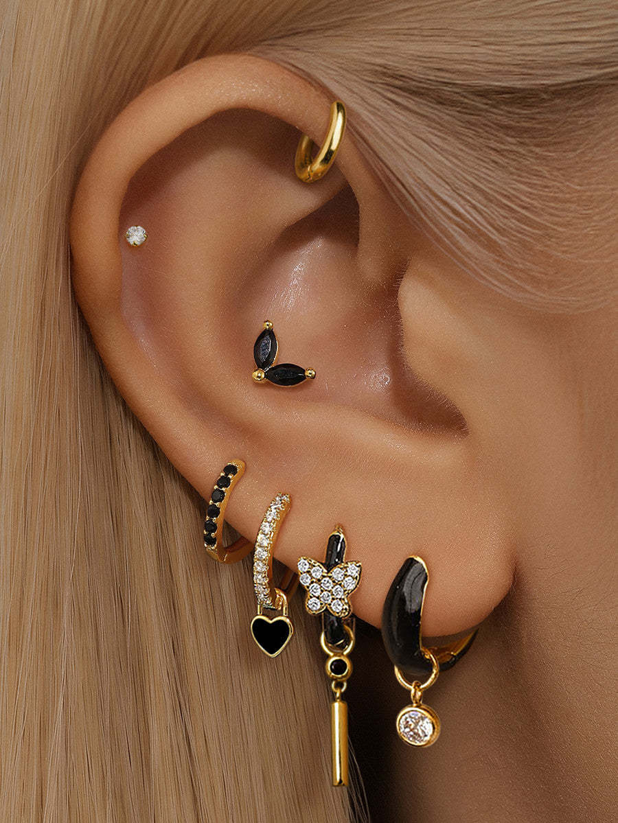 Black Oil Drop S925 Earring Set-Olarajewelry