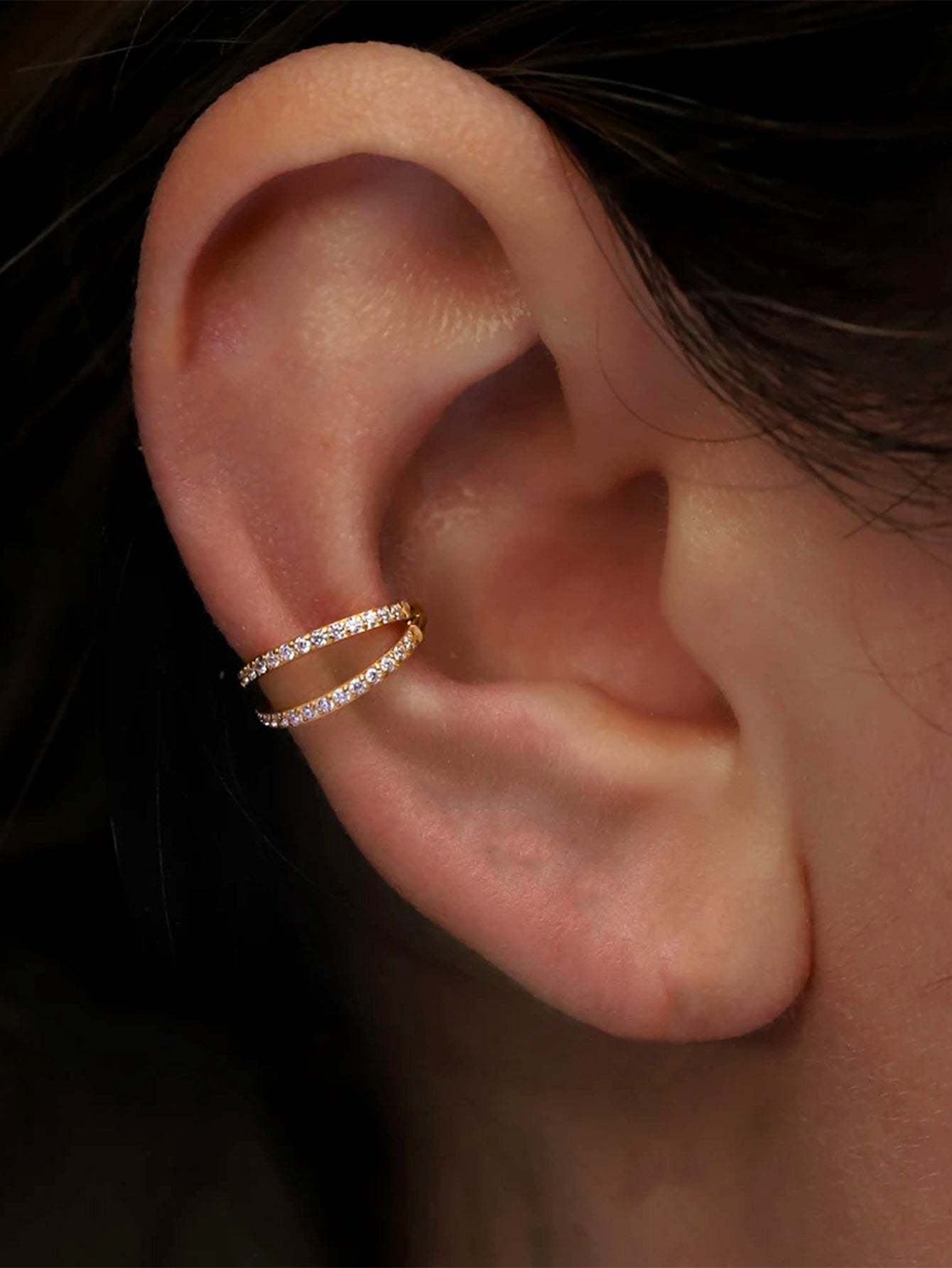 S925 Double Row Zircon Hoop Earring 10MM-Olarajewelry