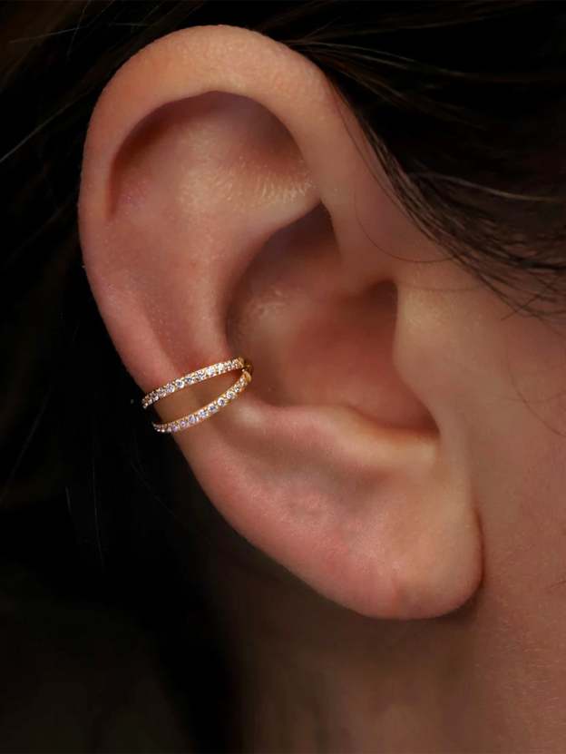 S925 Double Row Zircon Hoop Earring 10MM-Olarajewelry