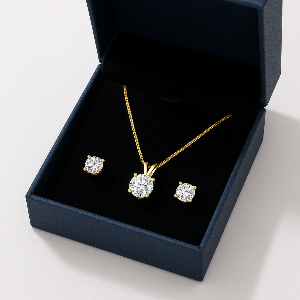 Luxury Solitaire Moissanite Necklace (FREE Earrings included)-Olarajewelry