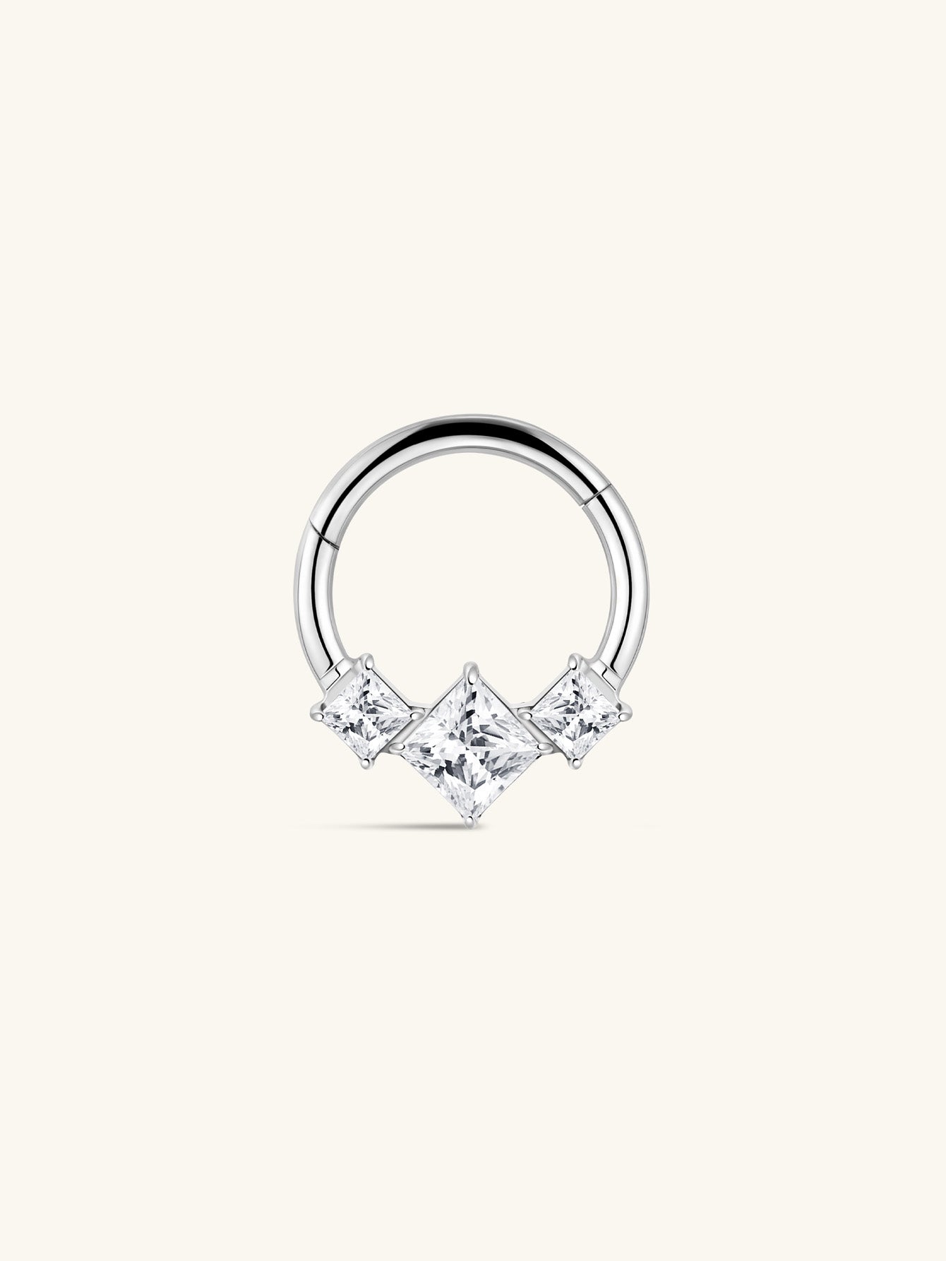 G23 Titanium Square Zircon Daith Earrings 8MM-Olarajewelry