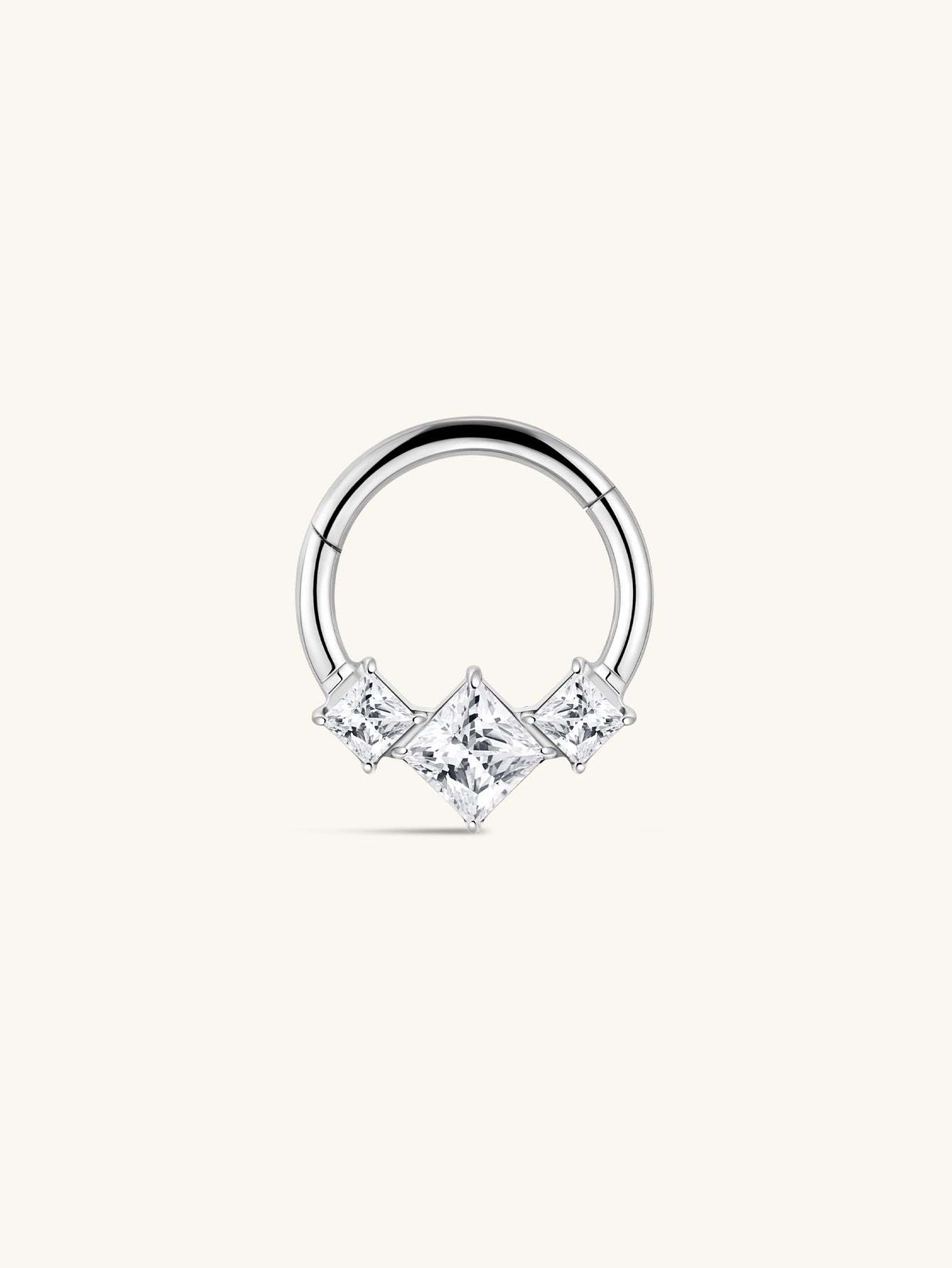G23 Titanium Square Zircon Daith Earrings 8MM-Olarajewelry