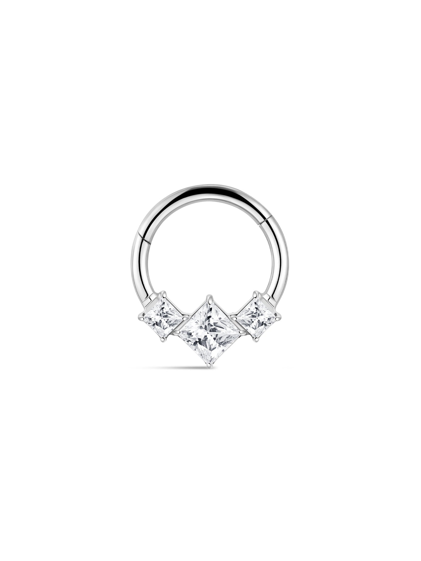 G23 Titanium Square Zircon Daith Earrings 8MM-Olarajewelry