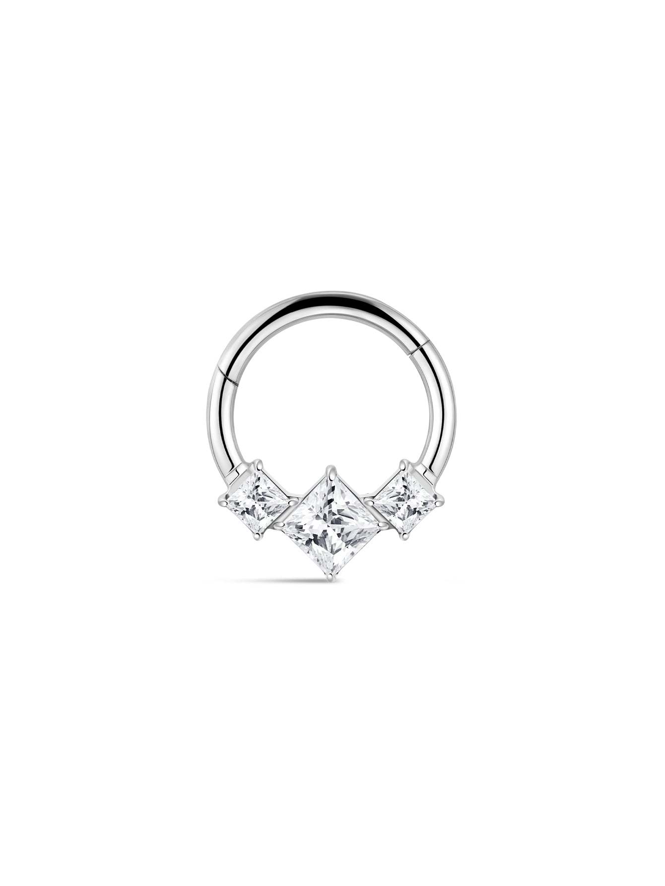 G23 Titanium Square Zircon Daith Earrings 8MM-Olarajewelry