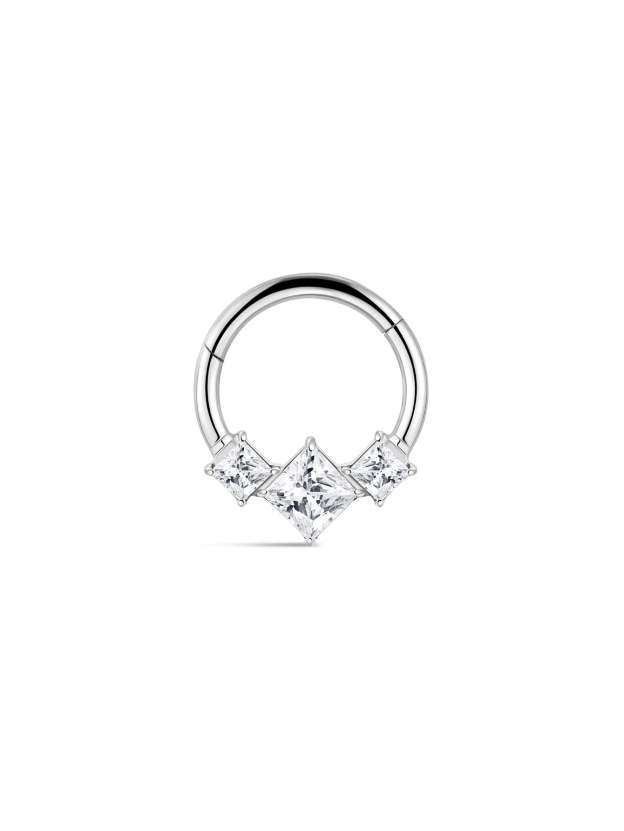 G23 Titanium Square Zircon Daith Earrings 8MM-Olarajewelry