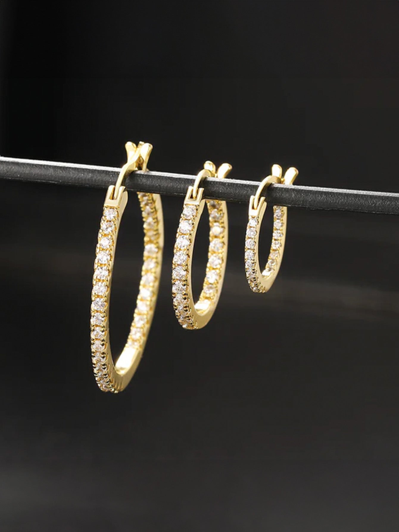 Olara Single Row Zircon Inlaid Large Earrings-Olarajewelry