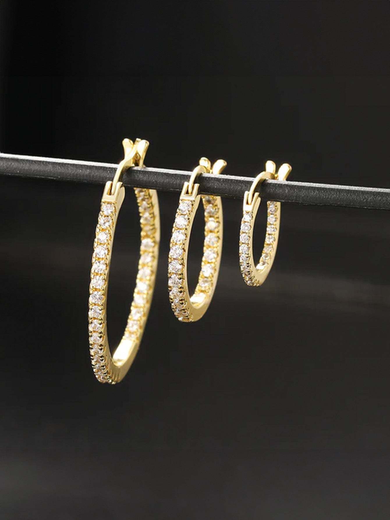 Olara Single Row Zircon Inlaid Large Earrings-Olarajewelry