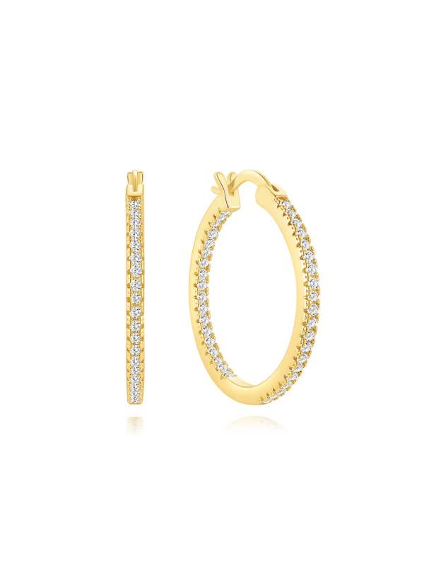 Olara Single Row Zircon Inlaid Large Earrings-Olarajewelry