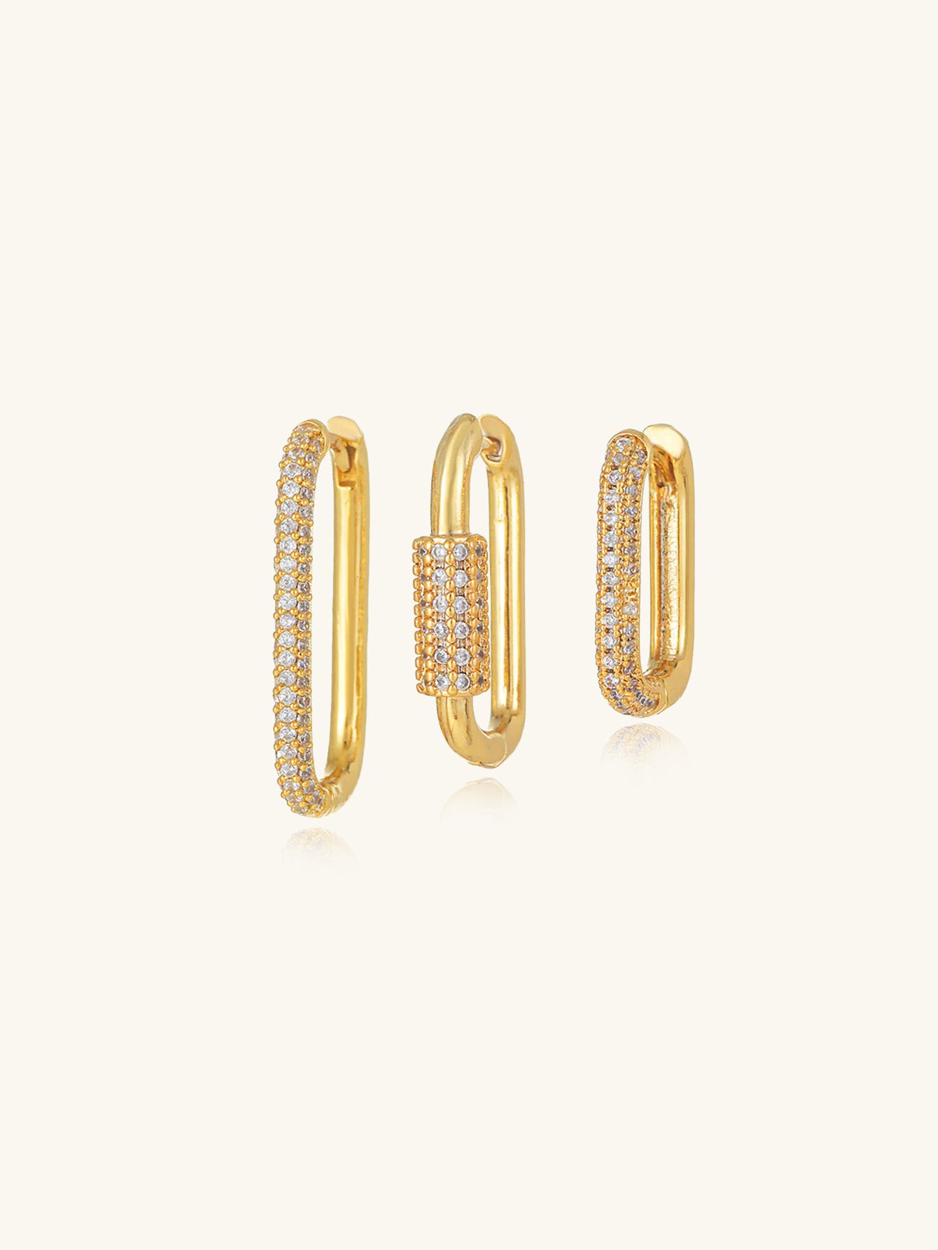Olara New Rectangular Micro-Inlaid Zircon Geometric 3-Piece Earrings-Olarajewelry
