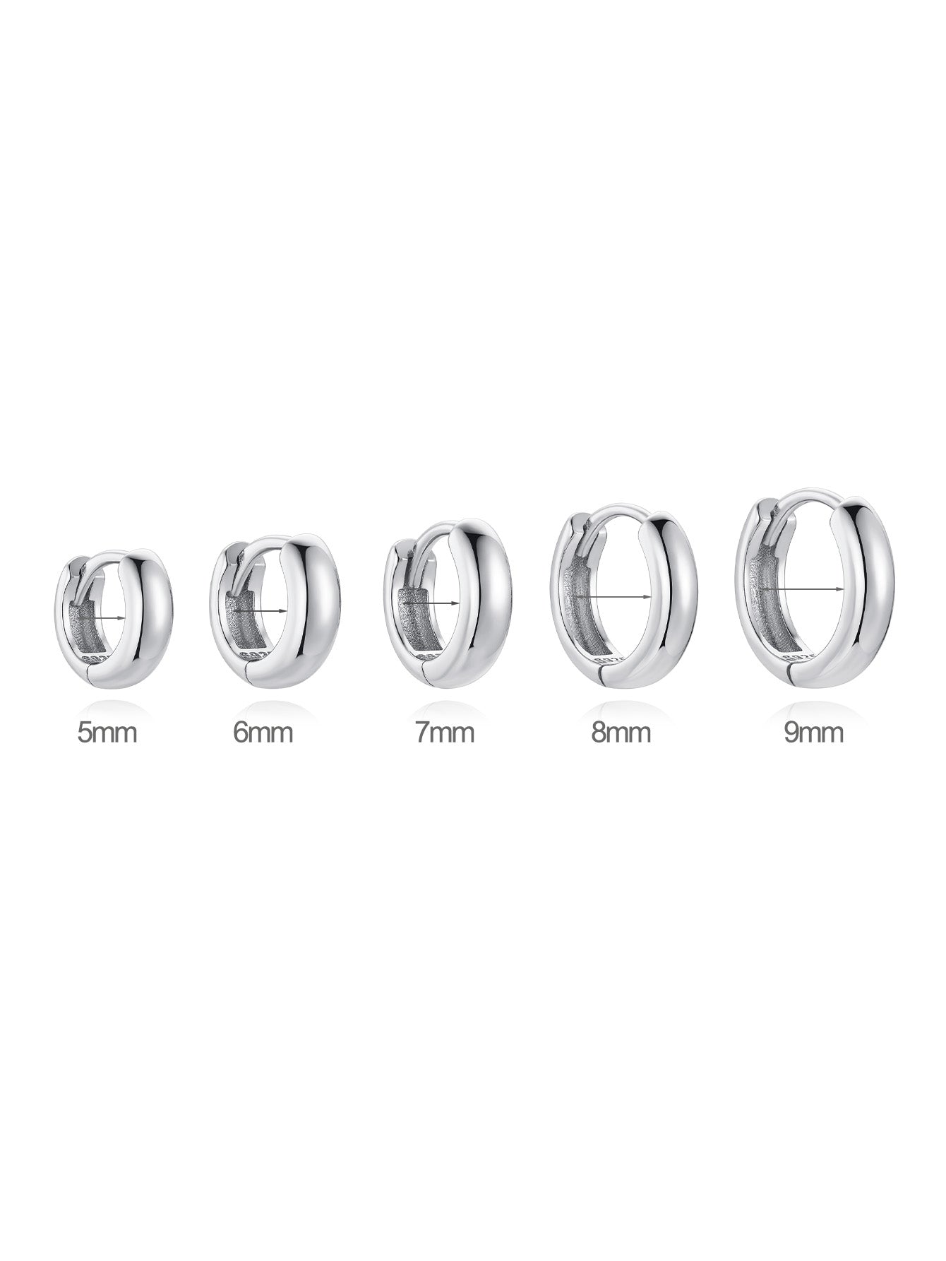 925 Sterling Silver Polished Round Multiple Sizes Hoop Earrings-Olarajewelry