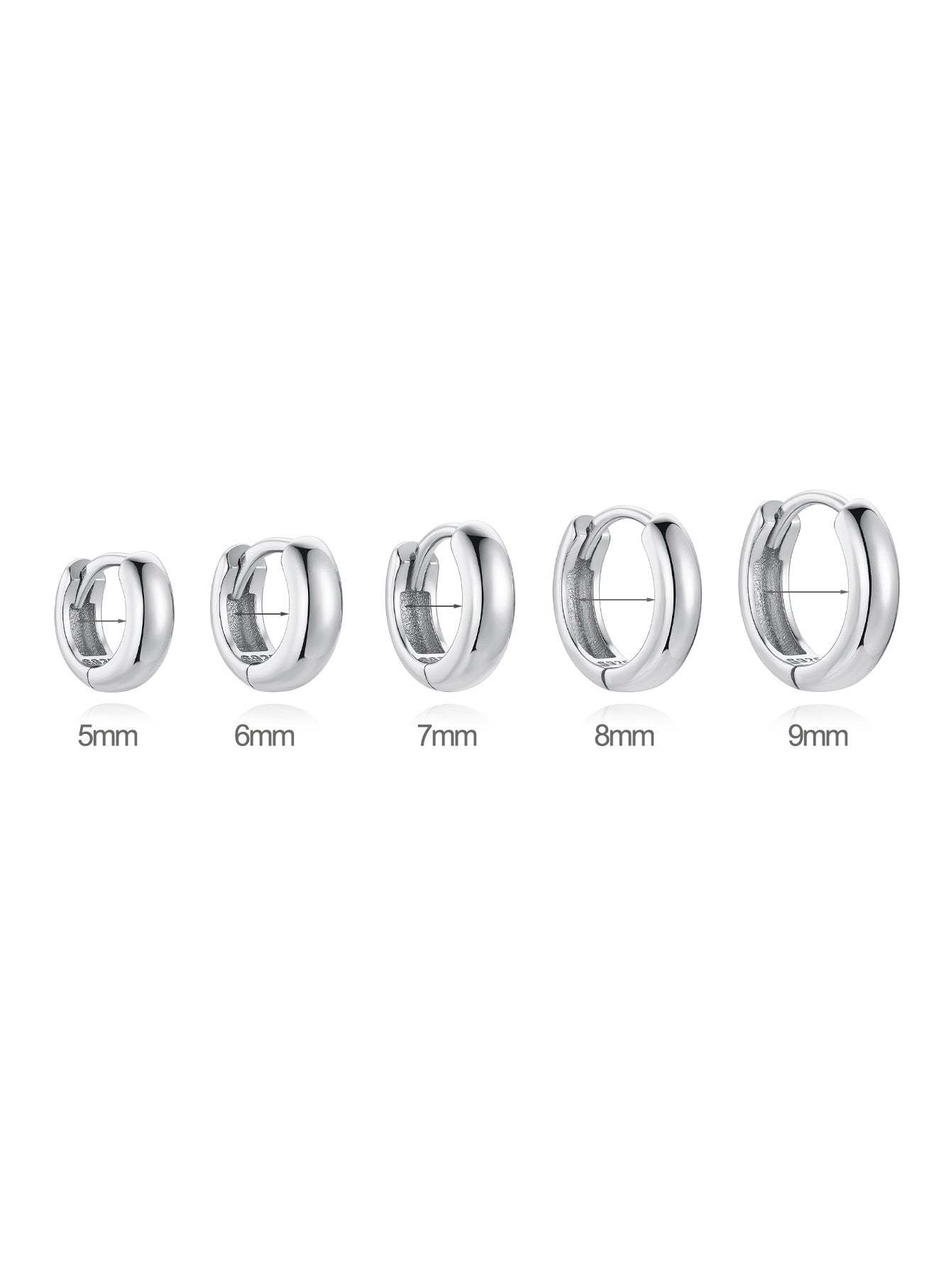 925 Sterling Silver Polished Round Multiple Sizes Hoop Earrings-Olarajewelry