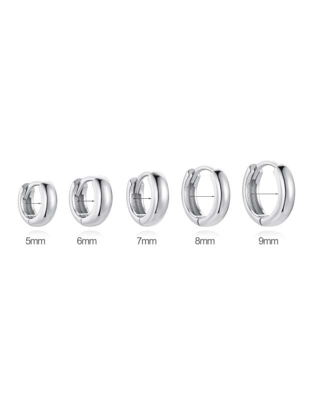 925 Sterling Silver Polished Round Multiple Sizes Hoop Earrings-Olarajewelry