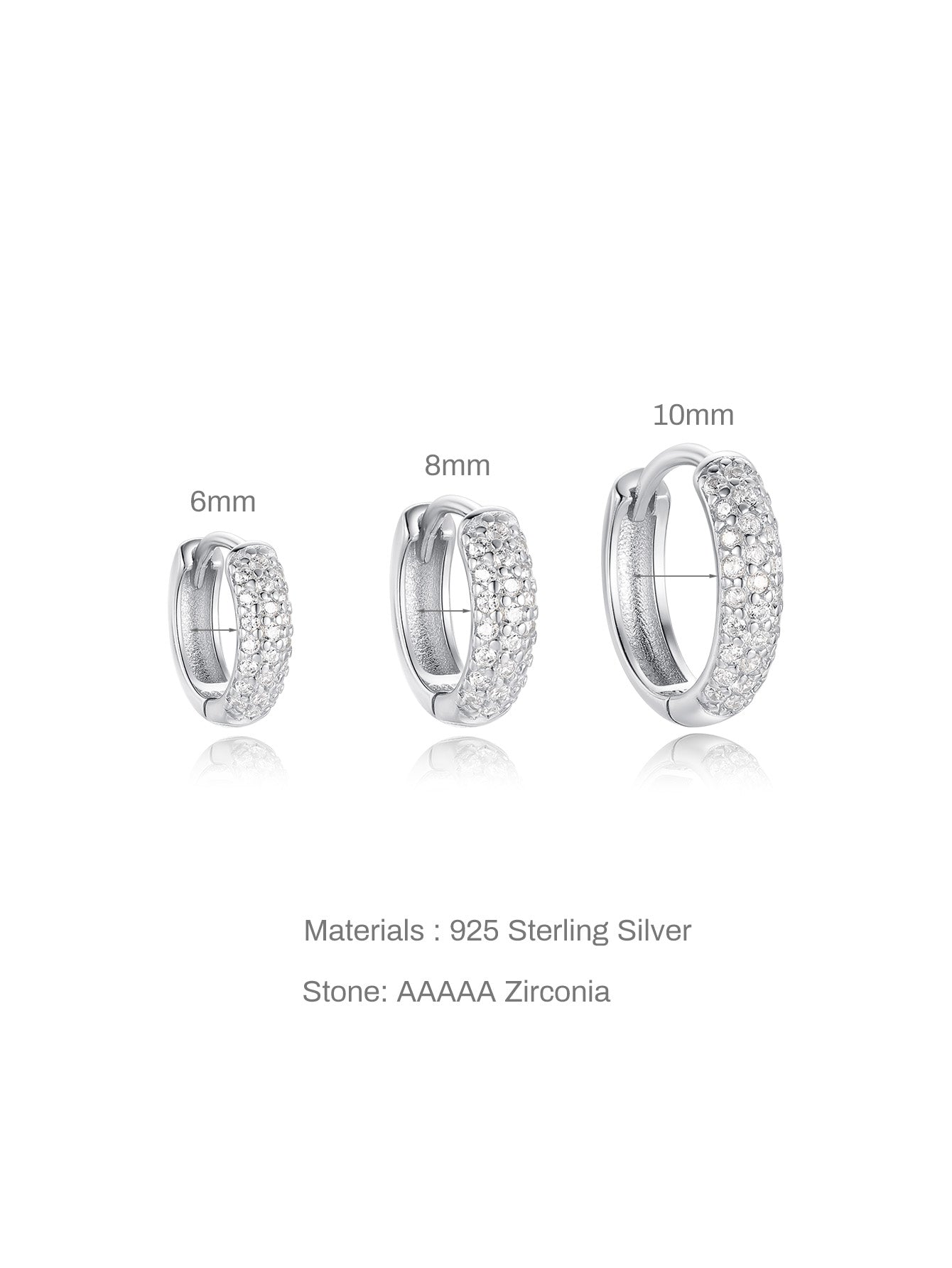 S925 Silver Metal Style Wide Zircon Hoop Earrings-Olarajewelry