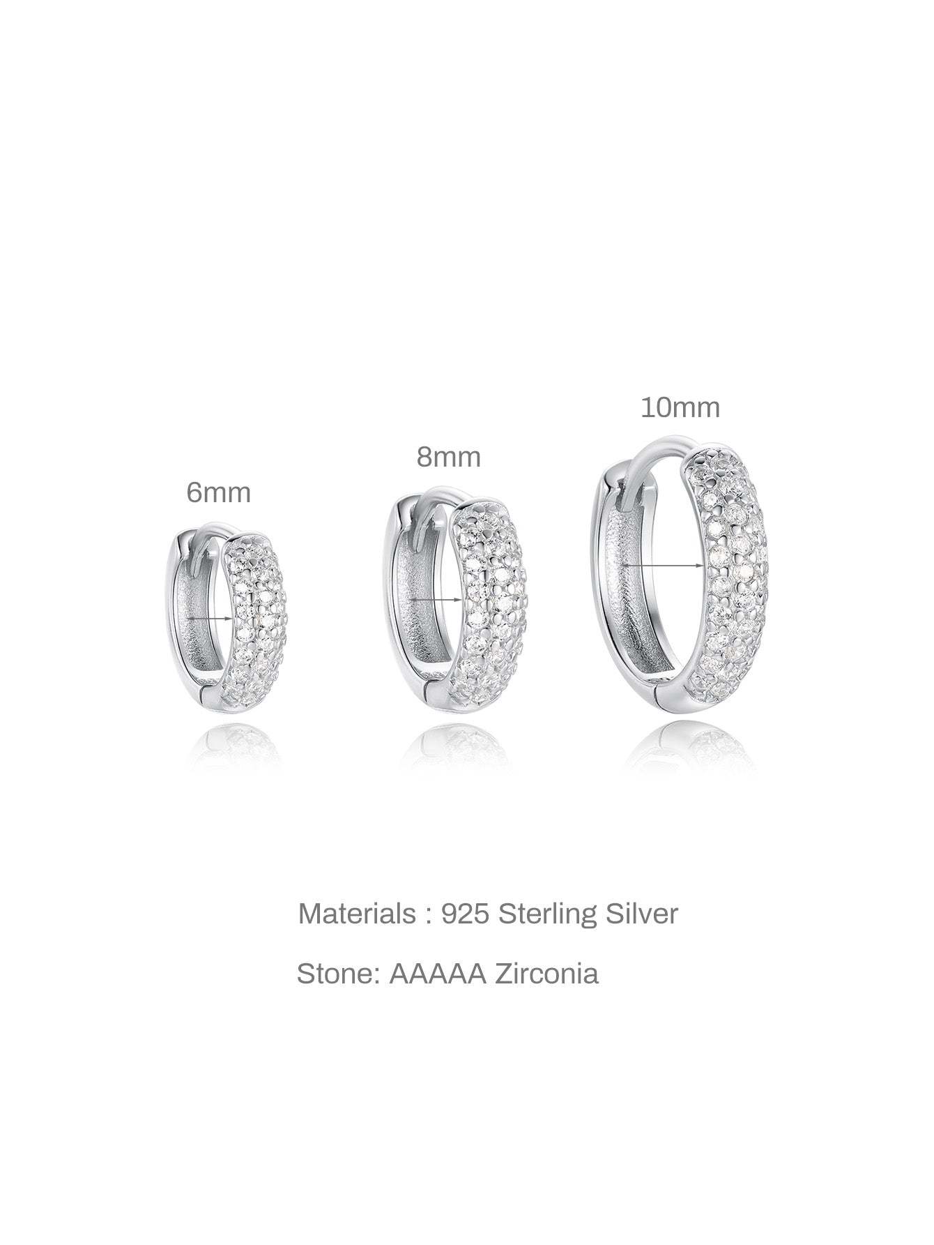 S925 Silver Metal Style Wide Zircon Hoop Earrings-Olarajewelry