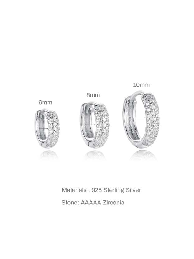 S925 Silver Metal Style Wide Zircon Hoop Earrings-Olarajewelry