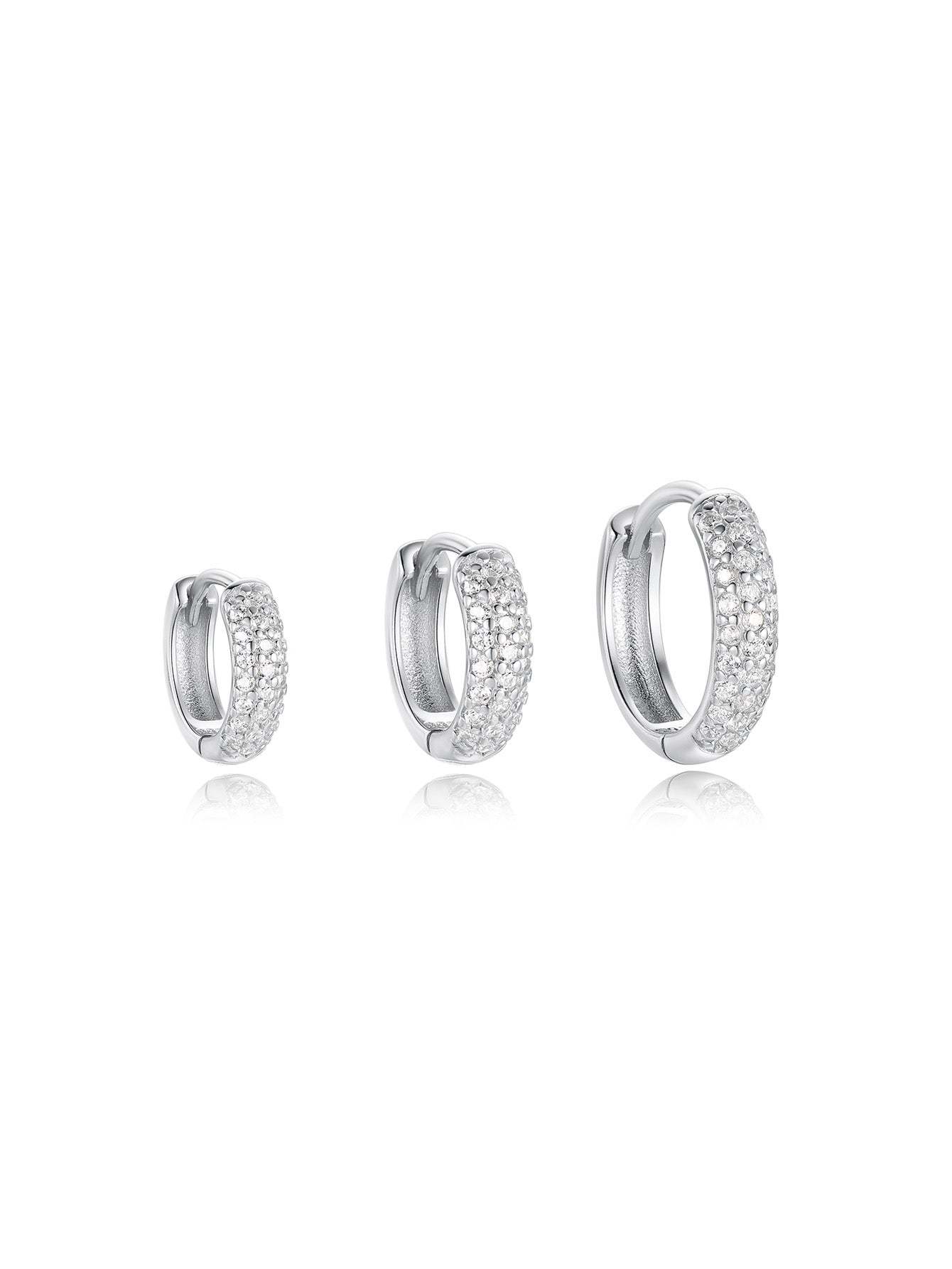S925 Silver Metal Style Wide Zircon Hoop Earrings-Olarajewelry