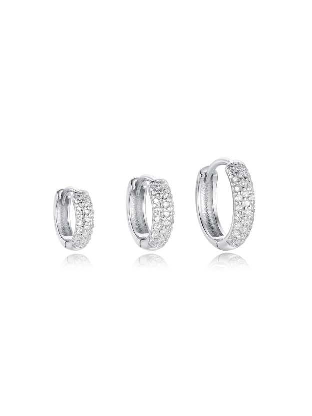 S925 Silver Metal Style Wide Zircon Hoop Earrings-Olarajewelry