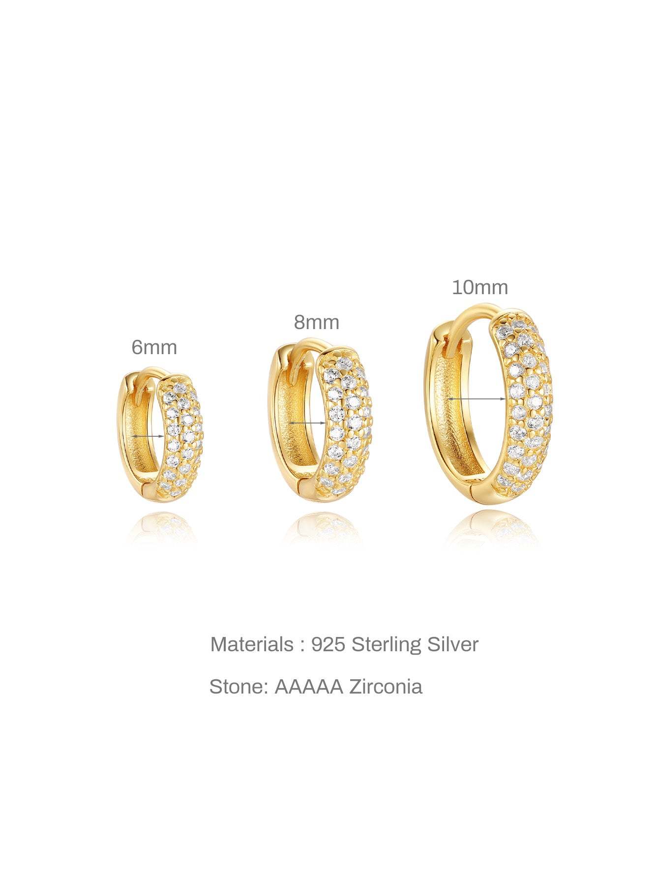 S925 Silver Metal Style Wide Zircon Hoop Earrings-Olarajewelry