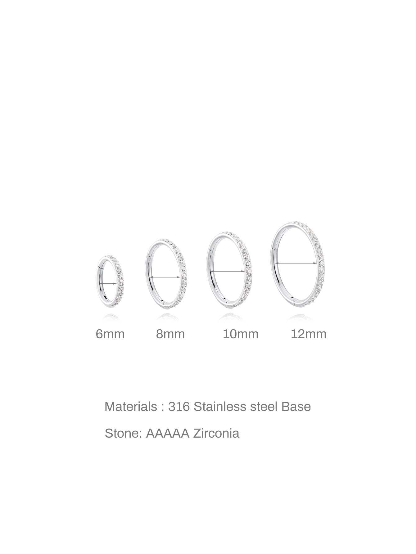 Titanium Waterproof Multiple Sizes 5A CZ Cartilage Hoop 16g 18g-Olarajewelry